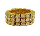 Anel 3 Voltas (Strass) - Dourado - Ref 166