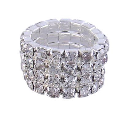 Anel 4 Voltas (Strass) - Prata - Ref 167