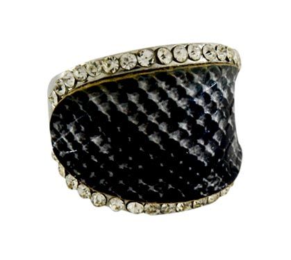 Anel Cobra (Strass) - Preto - Ref 165